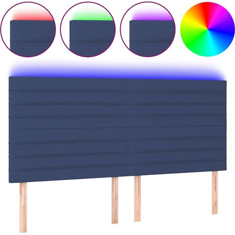 Maison Exclusive - Cabecero con luces LED tela azul 160x5x118/128 (1/5)