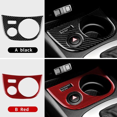 (Porte-gobelet côté conducteur - Carbone rouge) Autocollant en véritable fibre de carbone souple, compatible avec les modèles Seat Leon 2005 à 2012 (tableau de bord, compteur de vitesse). (1/4)