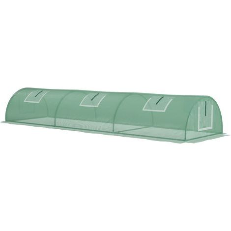 Serre de jardin Serre de jardin tunnel 5 fenêtres enroulables bâche PE 140 g/㎡ métal époxy 300 x 80 x 45 cm vert (1/5)