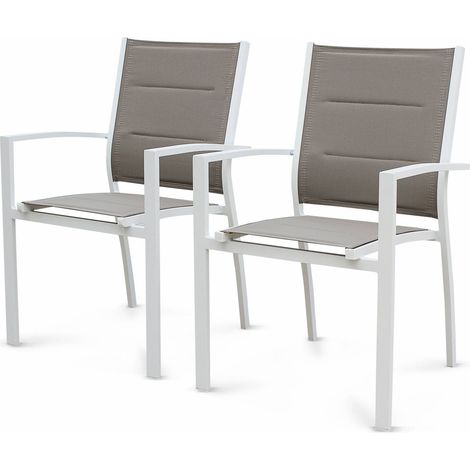 Pair of stackable aluminium garden armchairs White 57x57x89.5 cm - Chicago (1/5)