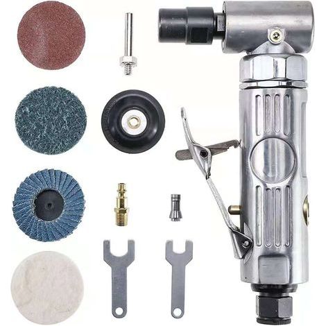 Druckluft-Stabschleifer, 90 Grad 1/4'' MBSP Druckluft-Stabschleifer Winkelschleifer Polieren Professioneller Luftkompressor-Stabschleifer mit 2-Zoll-Schleifscheibe (1/5)