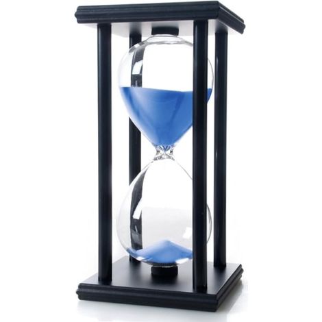Sablier bois 60 minutes, minuteur de table bleu, horloge à sable pour jeux et décoration, chronomètre classique en bois naturel (1/3)
