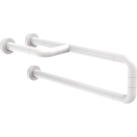 Barra maniglione fissa destra o sinistra per ausili disabili cm60 alluminio e nylon bianco (1/3)