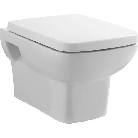 Meaford Square Wall Hung Ceramic Toilet Pan & Soft Close & Seat, 400mm - Balterley (1/4)