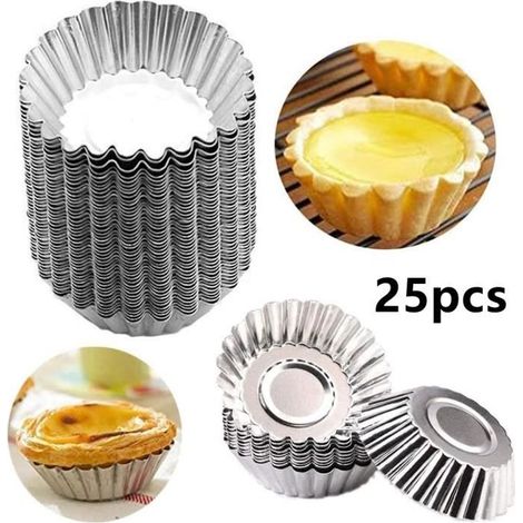 (Argent)Moule à tartelettes - Inoxydable - 25pcs - Réutilisable - Antiadhésif - Compatible lave-vaisselle (1/4)