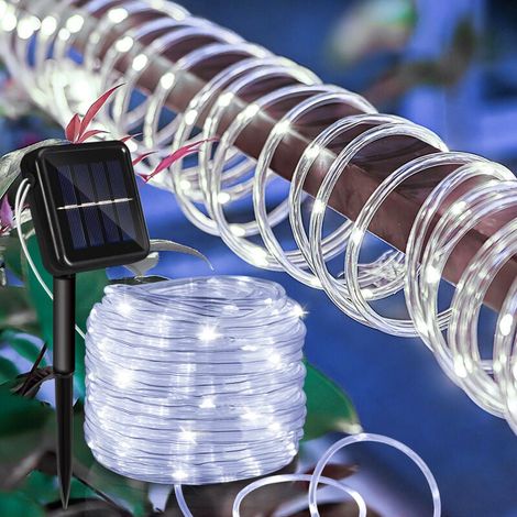 ALOVZE 1 Set Solar-Lichterkette, 8 Funktionen, 200 wasserdichte LEDs, 22 m (Kaltweiß) (1/4)