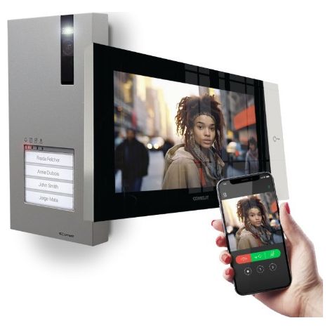 Kit videocitofonico da 7 pollici Quadra e 7TOP VIP Wi-Fi Comelit KVQ8570