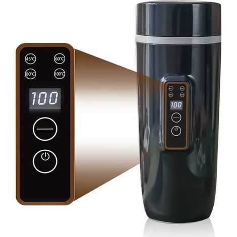 Hervidor portátil, calentador eléctrico 3 en 1, hervidor, botella con termómetro de viaje pequeña, botella de agua, taza térmica, botella de agua, 0,6 L, control inteligente de temperatura
