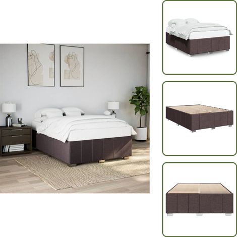 Letto in tessuto - vidaXL Giroletto senza Materasso Marrone Scuro 140x200 cm Tessuto - Letto con piedi in legno