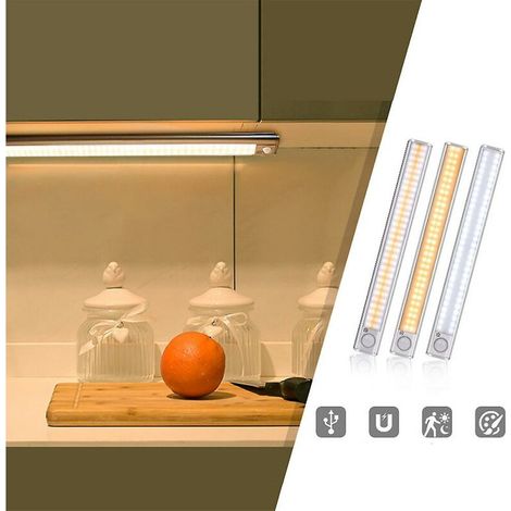 FlkwoH 80 LED Lampe à détecteur de mouvement PIR sans fil, rechargeable par USB, pour armoire ou penderie (1/5)