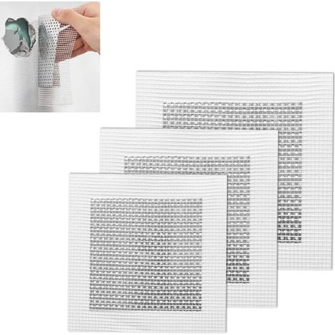 Juego de 3 parches autoadhesivos de aluminio para reparar agujeros en paredes y techos de 15/20/25 cm (blanco) (1/5)