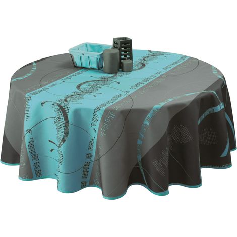 Nappe Anti-taches Astrid Turquoise - Ronde 160 cm (1/3)