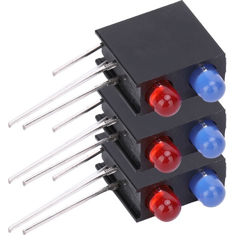 Supports en plastique LED (lot de 100), base coudée carrée noire à double trou à 90 degrés avec lumière bleue et rouge, diamètre 3 mm. (1/5)
