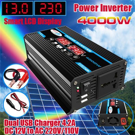Nouveau 4000W 220V / 110V AC Led Ac voiture onduleur convertisseur chargeur adaptateur inverseur double Dual USB Transformateur modifié Black (1/5)