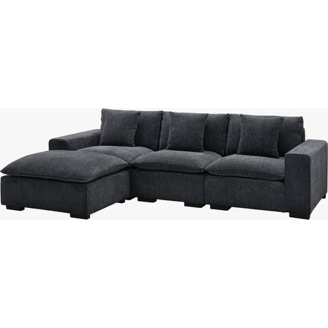 SELENIA Canapé d'angle modulable et réversible en tissu gris foncé (1/5)