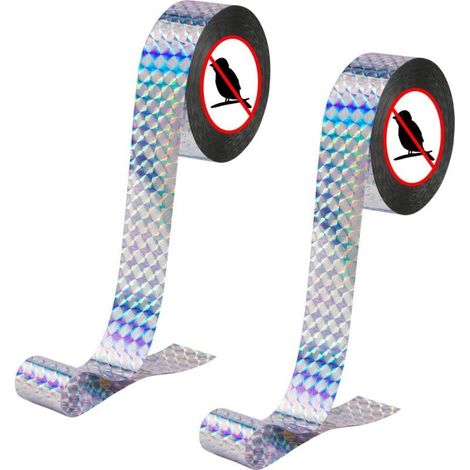 2 Rouleaux 100m Ruban Anti Oiseaux Ruban Holographique Réfléchissant pour Effrayer Les Oiseaux Double Face Flash Bande Répulsive Anti Oiseaux pour Pigeon Pics Goélands Corbeaux Hirondelles (1/4)