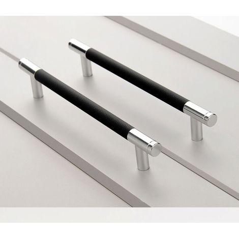 2 pièces de poignées en alliage d'aluminium noir et argent avec un espacement des trous de 160 mm, adaptées aux bureaux, tiroirs et armoires (1/5)