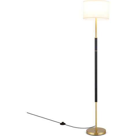 COSTWAY Linen Fabric Floor Lamp with Powder Coated Metal Frame (1/5)