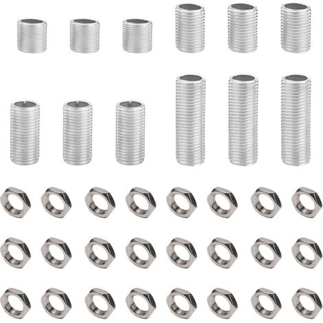 SABIR Lot de 36 raccords de Tuyau de Lampe avec Embouts M10 de 2 cm, 3 cm, 4 cm, 5 cm de Longueur et écrous M10 plaqués Zinc (1/5)
