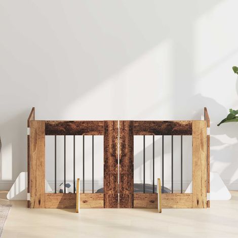 Puerta de perro con soportes 4 pcs Madera envejecida 60 x 60 cm