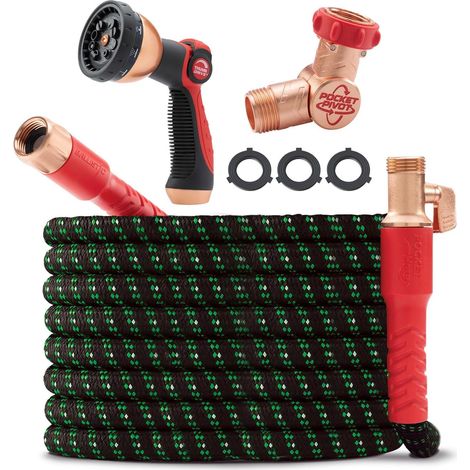 Tuyau d'arrosage extensible Pocket Hose Ballistic Double UV Edition de 30 m (100 pi) avec raccord pivotant Pocket Pivot, gaine anti-éclatement renforcée en fibre pare-balles, léger, anti-torsion, comp (1/5)