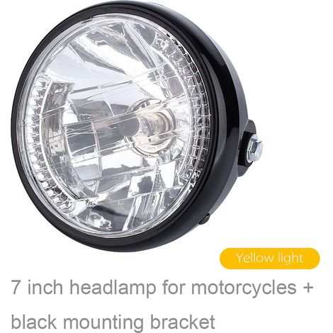 Phare LED moto 7 pouces rond - Lumière jaune, 12V, 35W, haute luminosité (1/5)