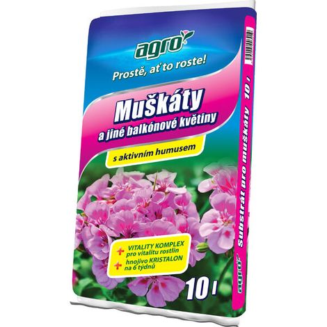 Substrat AGRO pour géraniums et autres fleurs de balcon 10 L