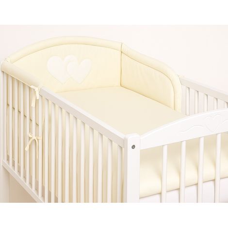 Paracolpi universale per lettino, da fissare alle sbarre - Cuori color crema (1/4)