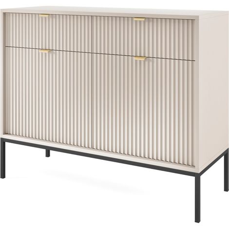 Commode NANAIMO KSZ104 - Cachemire - Poignées dorées - 2 tiroirs - Largeur 104 cm, Hauteur 83 cm, Profondeur 39 cm (1/5)