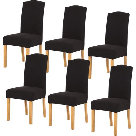 ZOLGINAH Housse de Chaise 6 pièces,Salle à Manger Stretch Extensible Antidérapante Couverture de Chaise,Housse de Salle à Manger Amovible Lavable Housse de Chaise pour Salle(6 pièces,Noir) (1/5)