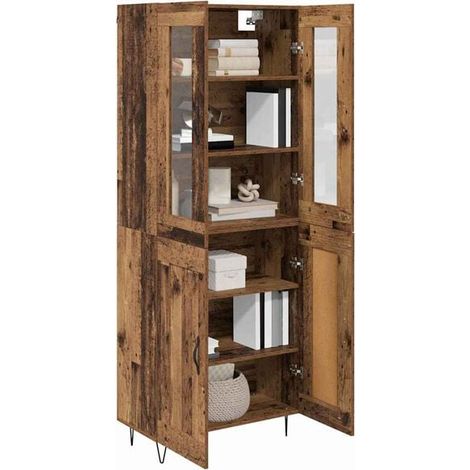 Meuble de Rangement Haut en Bois Vintage, Armoire de Cuisine 69,5 x 34 x 90 cm, Placard de Stockage en Bois d'Ingénierie pour Salon et Entrée (1/5)