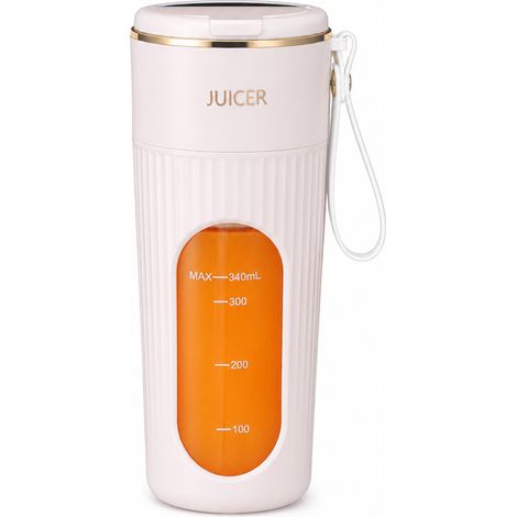 Blender portable rechargeable blanc, gobelet à jus 340 ml avec 14 lames, pour smoothies et boissons (1/5)