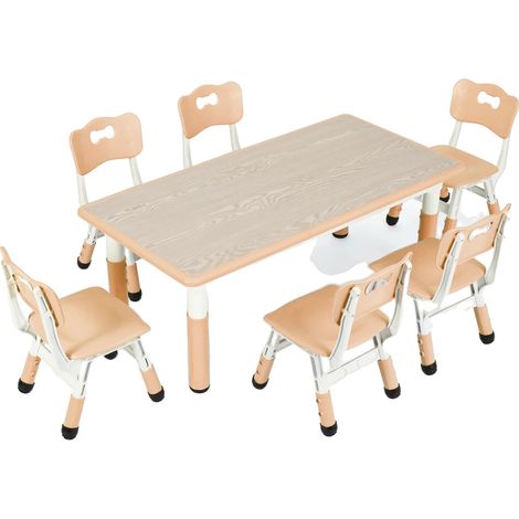 Juego de mesa infantil, altura regulable, diseño minimalista, amarillo. (1/2)