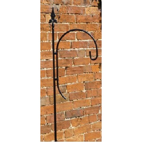 Single Bird Crook - Wild Bird Feeding Station - Hand Made Powder Coated - Solid Steel - W33 x H221 cm - Black