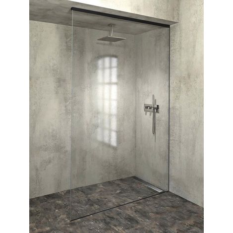 Kit de fixation verre ARCHITEX, sol-mur-plafond, 1610x2600mm, noir mat (1/4)