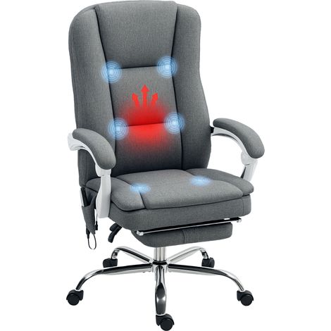 HOMCOM Massage Office Chair, Heated Reclining Desk Chair with Footrest, Grey (1/5)