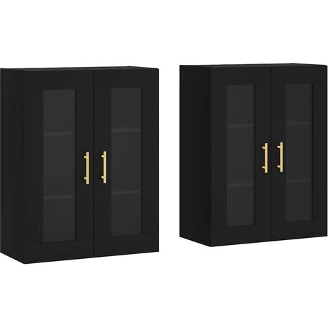 Lot de 2 Armoires De Chambre - Armoires murales noir bois d'ingénierie fr10074 - Maison La Vie (1/5)