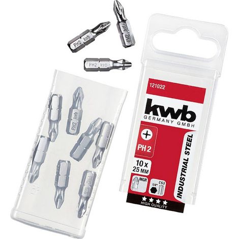 Punta de destornillador kwb 121022 acero 25 mm pack 10