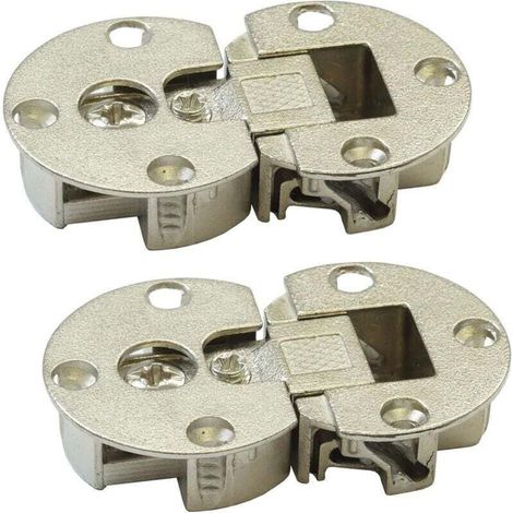Charnières de porte de meuble - Ouverture 90° 2 pièces en acier nickelé Portes en bois pour meubles de cuisine, placards, penderies - réglables en 3D