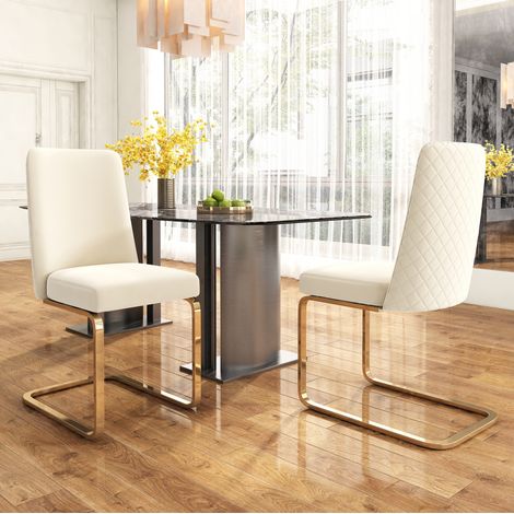 Lote de 2 sillas de comedor de terciopelo beige, confort óptimo para salón moderno FloraGrace (1/5)
