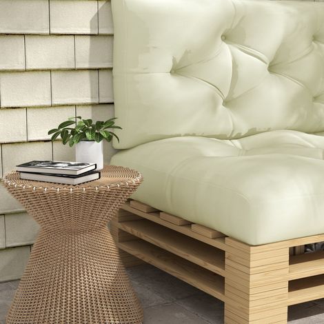 Coussin de siège rembourré, capitonné à boutons, 120 x 80 x 12 cm, blanc crème, assise confortable pour banc ou chaise (1/5)