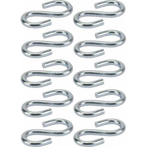 – Lot de 10 crochets en S acier 4mm – Fixation murale pour rideaux et cordes – Longueur 33mm – Charge maximale 5,5mm (1/2)