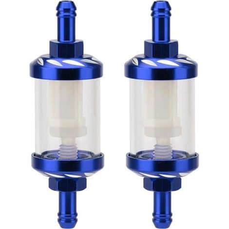 2 Pièces Filtres à Essence en Ligne, Filtres à Carburant pour moto,godet de filtre amovible, adapté aux raccords de moto d'un diamètre extérieur de 8 mm et d'un diamètre intérieur de 6 mm. (1/4)