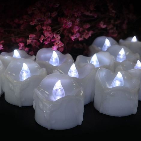 Bougie Électronique LED - Fonction Minuterie 6 H - Décoration De Noël - 4,3 x 3,6 cm - En Plastique - Lot De 12 (1/3)