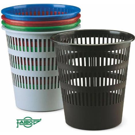 Cestino per rifiuti in plastica a griglia 12 l. nero faibo