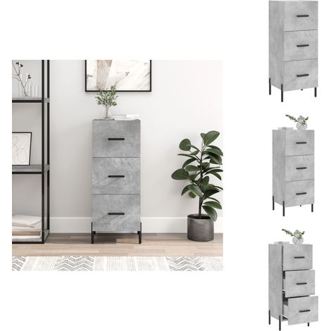 Buffet Gris béton 34,5x34x90 cm Bois d'ingénierie - Buffet Moderne - Meuble De Rangement - Buffet Gris - Mobilier Design - Commode (1/5)