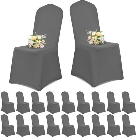 20-piece chair covers, removable and washable, suitable for weddings, parties and banquets (dark grey)