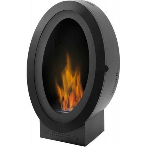 Bio-cheminée au sol Osaka Noir 3 kW – Brûleur 2 L – Puissance 3 kW – Dimensions 1200 x 760 x 434 mm – Effet scénique élevé – Tecno Air System