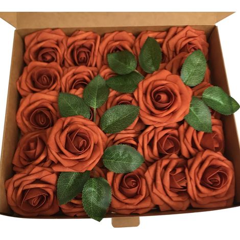 Roses Artificielles - Tige en Mousse PE - Diamètre 8 cm - Feuillage Vert - Pour Décoration Florale DIY, Centres de Table Mariage, Couronnes, Bouquets et Décor Intérieur - 25 Pièces (1/3)