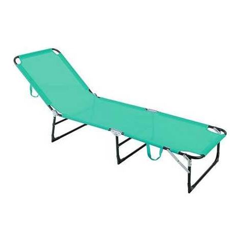 Cama plegable en acero gris y texaline turquesa
